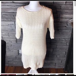 Zara W&B Collection Knit Dress Cream Leather M